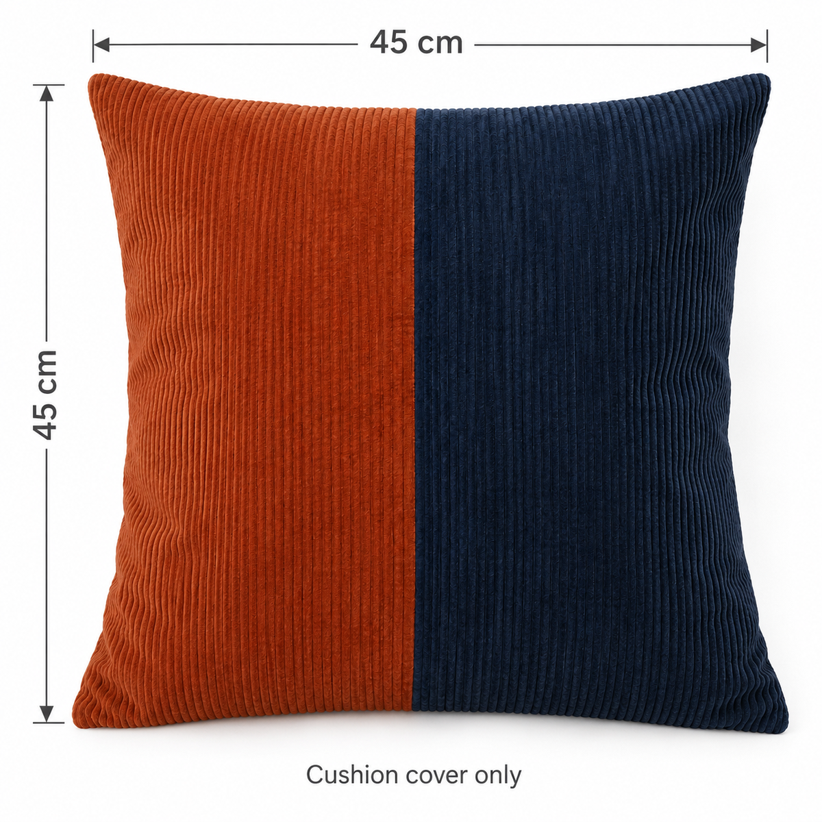 Rust Corduroy Colourblock Cushion Cover