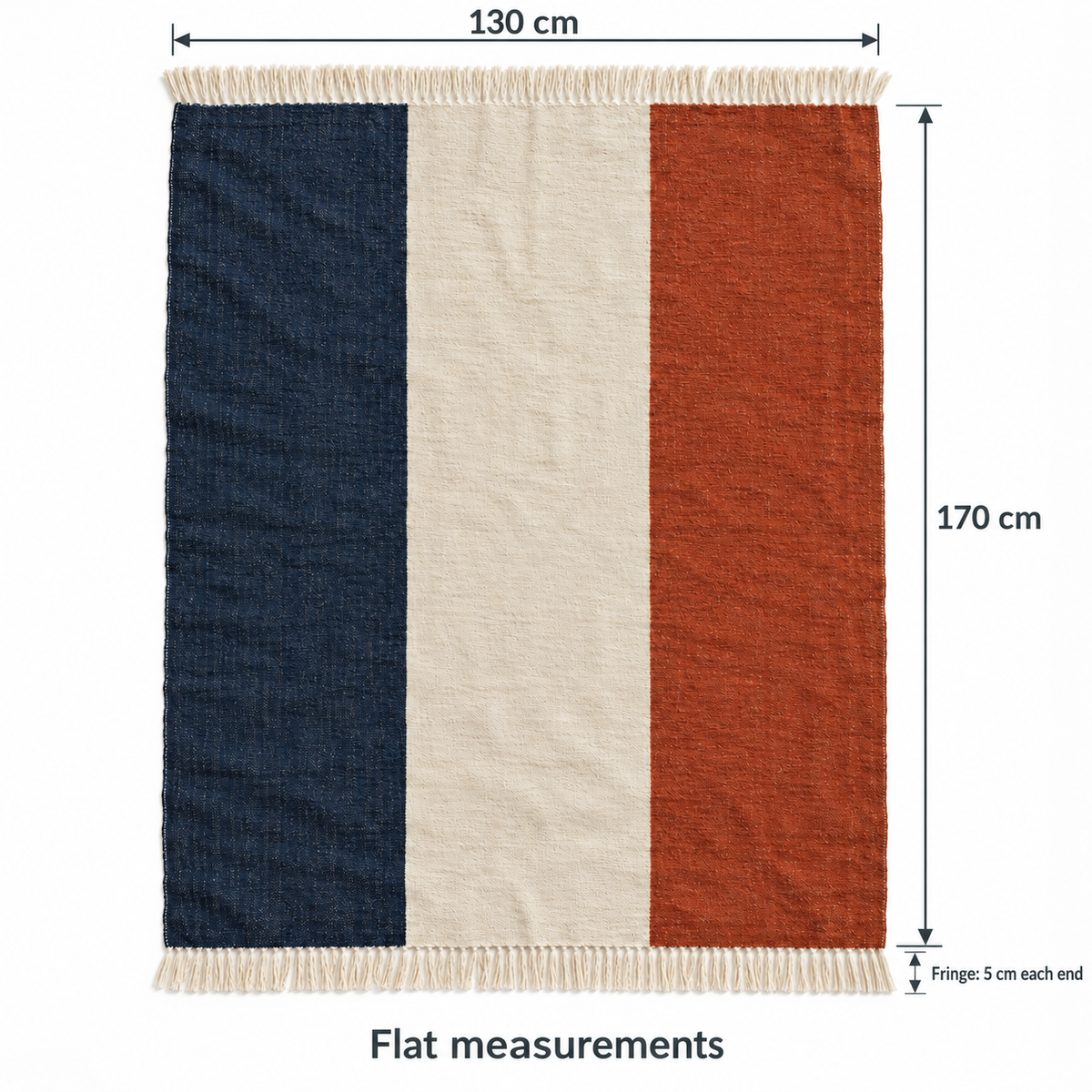 Rust Colourblock Fringed Throw