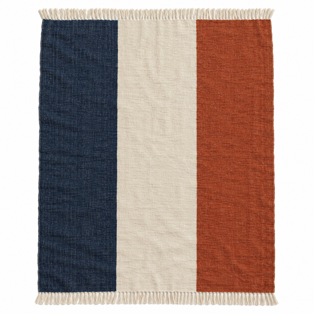 Rust Colourblock Fringed Throw