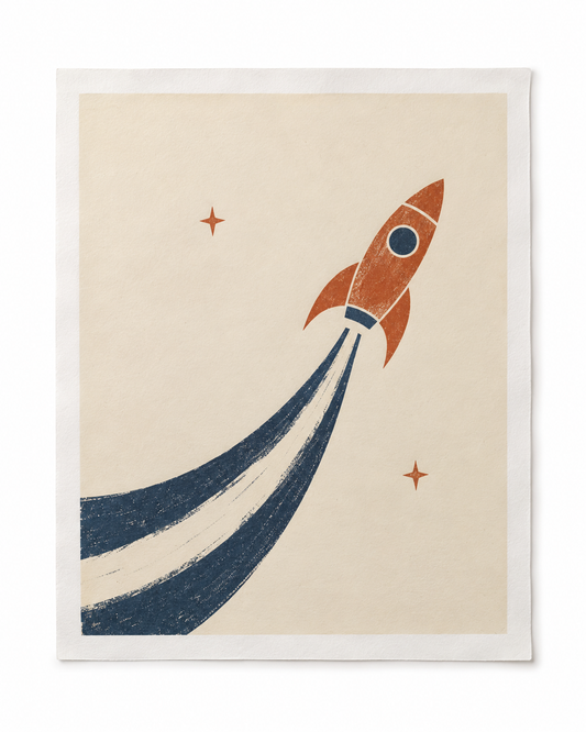 Retro Rocket Art Print
