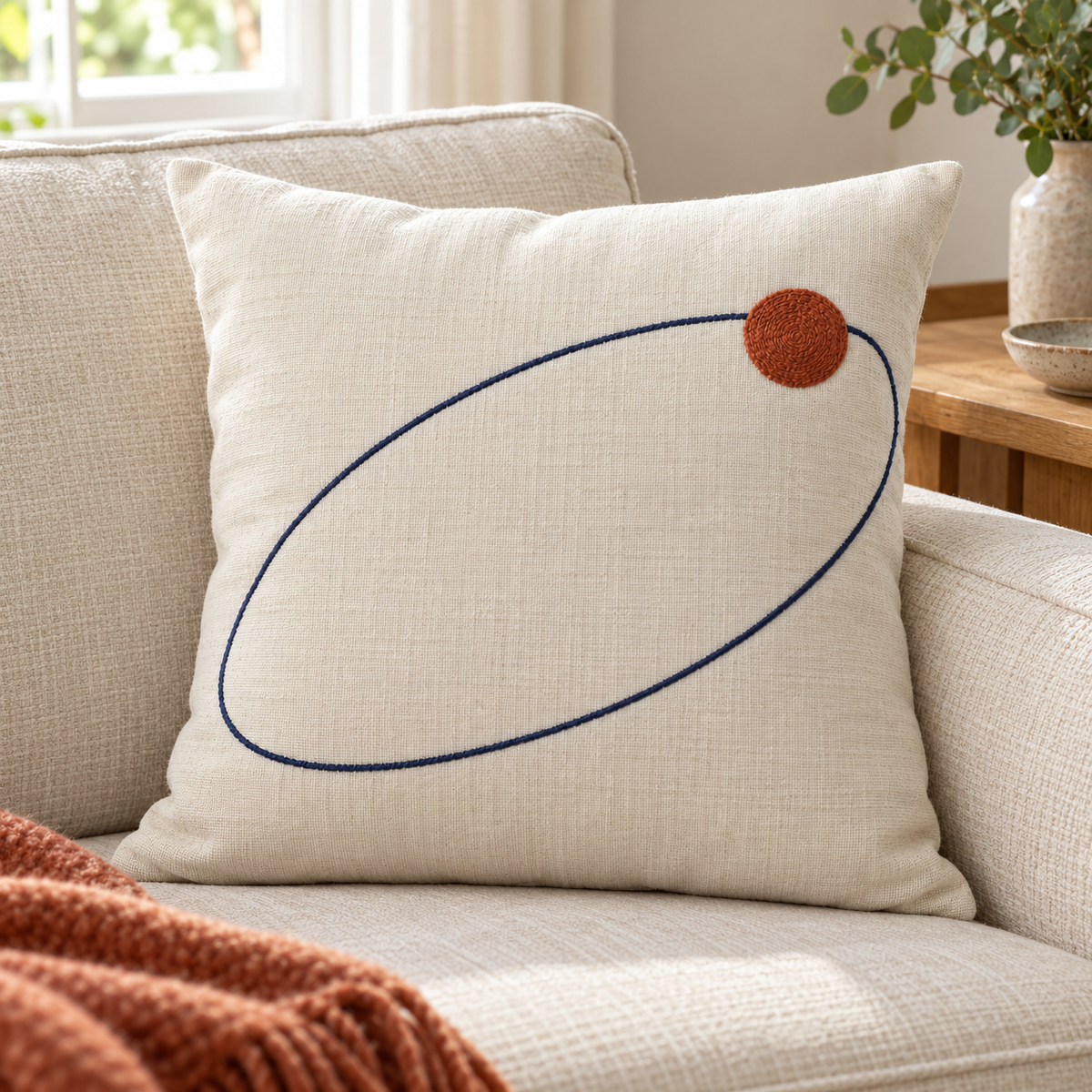Orbit Embroidered Cushion Cover
