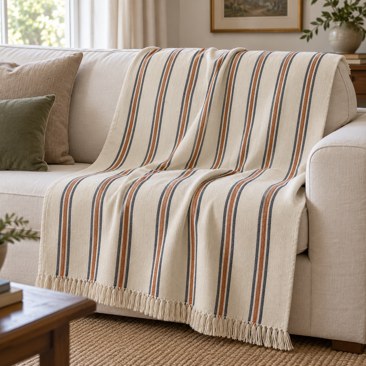 Retro Stripe Woven Throw