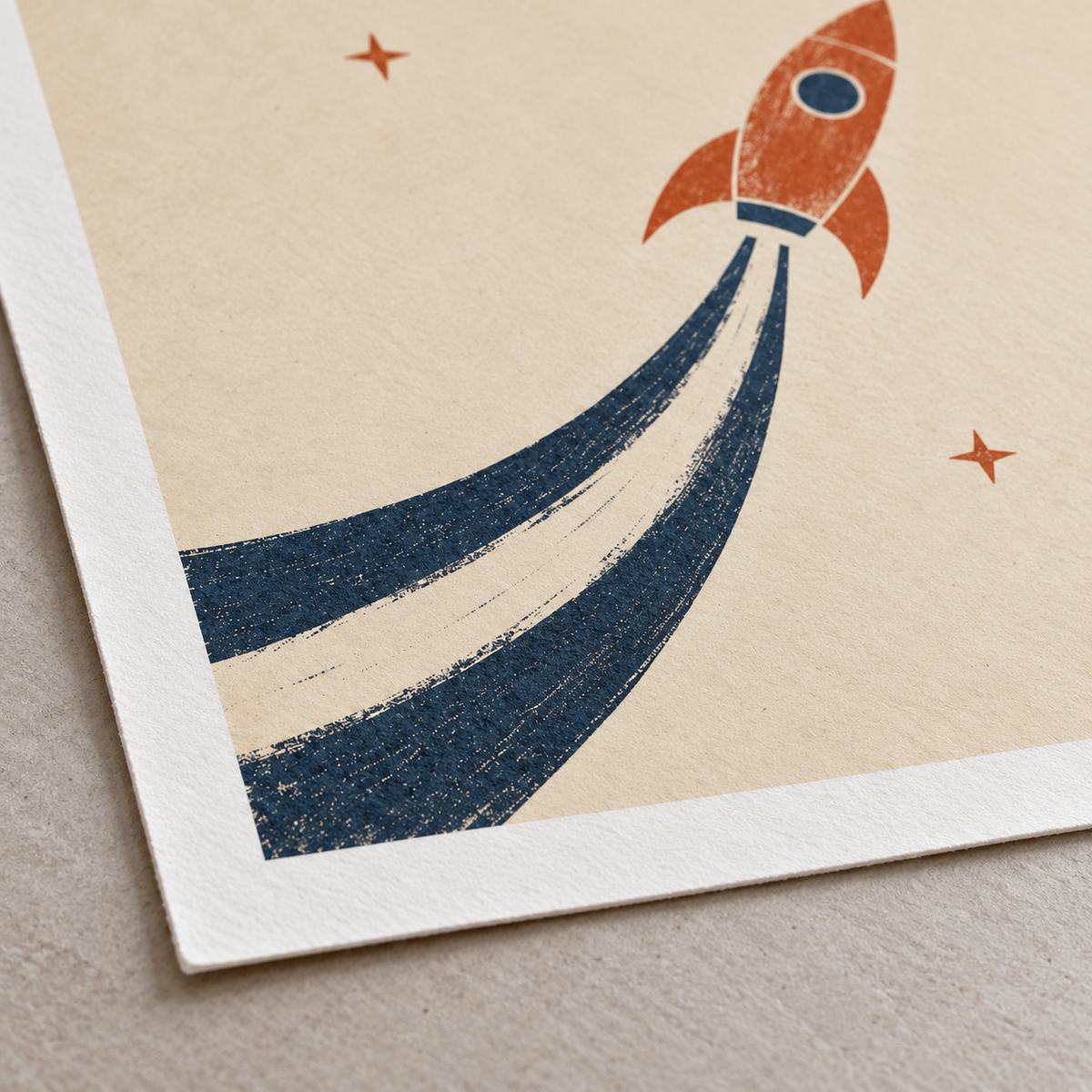 Retro Rocket Art Print